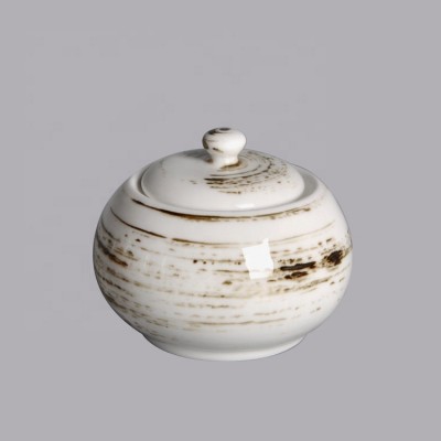 wholesale custom crockery porcelain ceramics sugar pot with lid