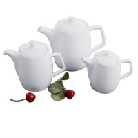 Wholesale custom made dinnerware white porcelain water kettle cheap tea pots for restaurant