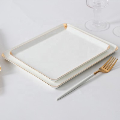 wholesale dinnerware  hotel restaurant plates banquet plates gold trim bone china tableware porcelain dinner