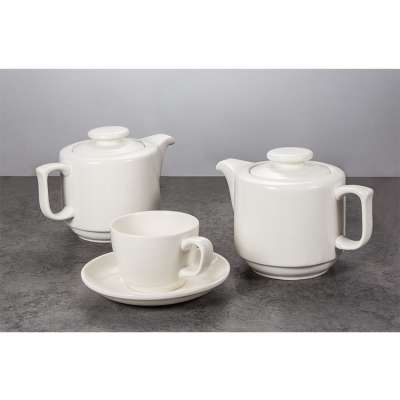 wholesale white large capacity crockery restaurant simple shape porcelain tableware ceramic tea coffee pot