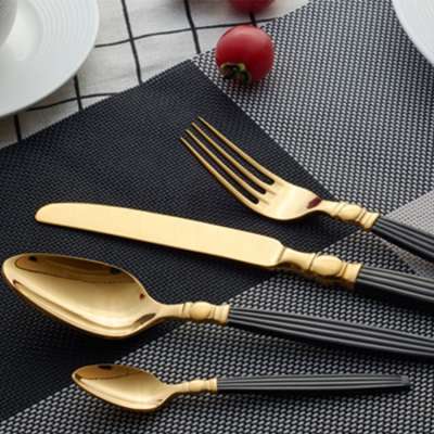 304 stainless steel cutlery , half black and half gold cutlery set