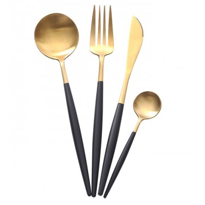 Wholesale cutlery stainless steel knife and forks Vintage gold cutlery for wedding banquet