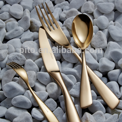 P&T Fancy Style Rose gold Cutlery Set Gold Color Knife Fork Spoon Set