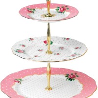 European Style porcelain 3 tier  cake plate stand ,flat white porcelain cake plate with gold