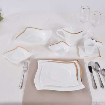 P&T royal  ware bone china tableware dinnerware wedding gold rim plates pot ceramic coffee pot set hotel&banquet